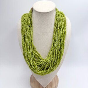 Vintage Glass Beaded 1927 Coin Multi-Layered Statement Necklace